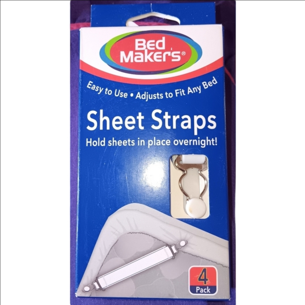 Bed Maker's White Sheet Straps 4 Pack